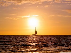 sunset at sea, sailing