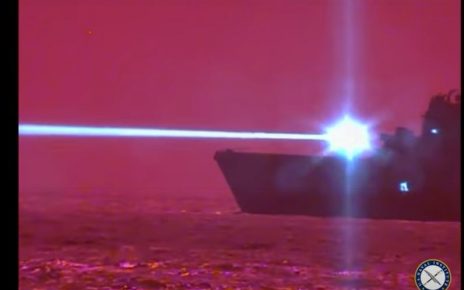 USS Portland tested its high-energy laser weapon system by shooting laser at a drawn and putting it down. This was Navy first of kinds testing of such
